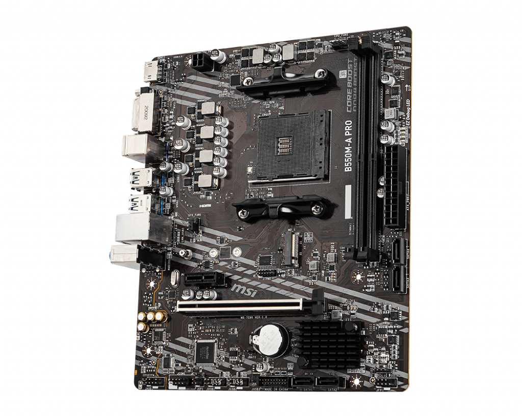 Купить MSI B550M-A PRO - Motherboard - micro ATX - Socket AM4 - AMD B550 - USB 3,2 Gen 1 - Gigabit LAN - Onboard-Grafik (CPU erforderlich) - HD Audio (8-Kanal) (7C96-006R) в магазине wardena.ru