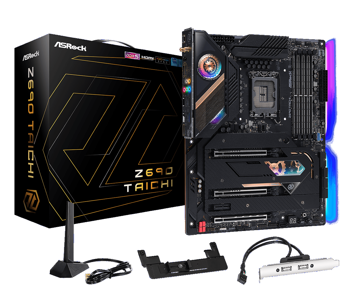 Купить ASRock Z690 Taichi - Motherboard - ATX - LGA1700-Sockel - Z690 Chipsatz - USB 3.2 Gen 1, USB 3.2 Gen 2, USB-C Gen 2x2, USB4 - Gigabit LAN, 2.5 Gigabit LAN, Wi-Fi, Bluetooth - Onboard-Grafik (CPU erforderlich) - HD Audio (90-MXBGV0-A0UAYZ) в магазине wardena.ru
