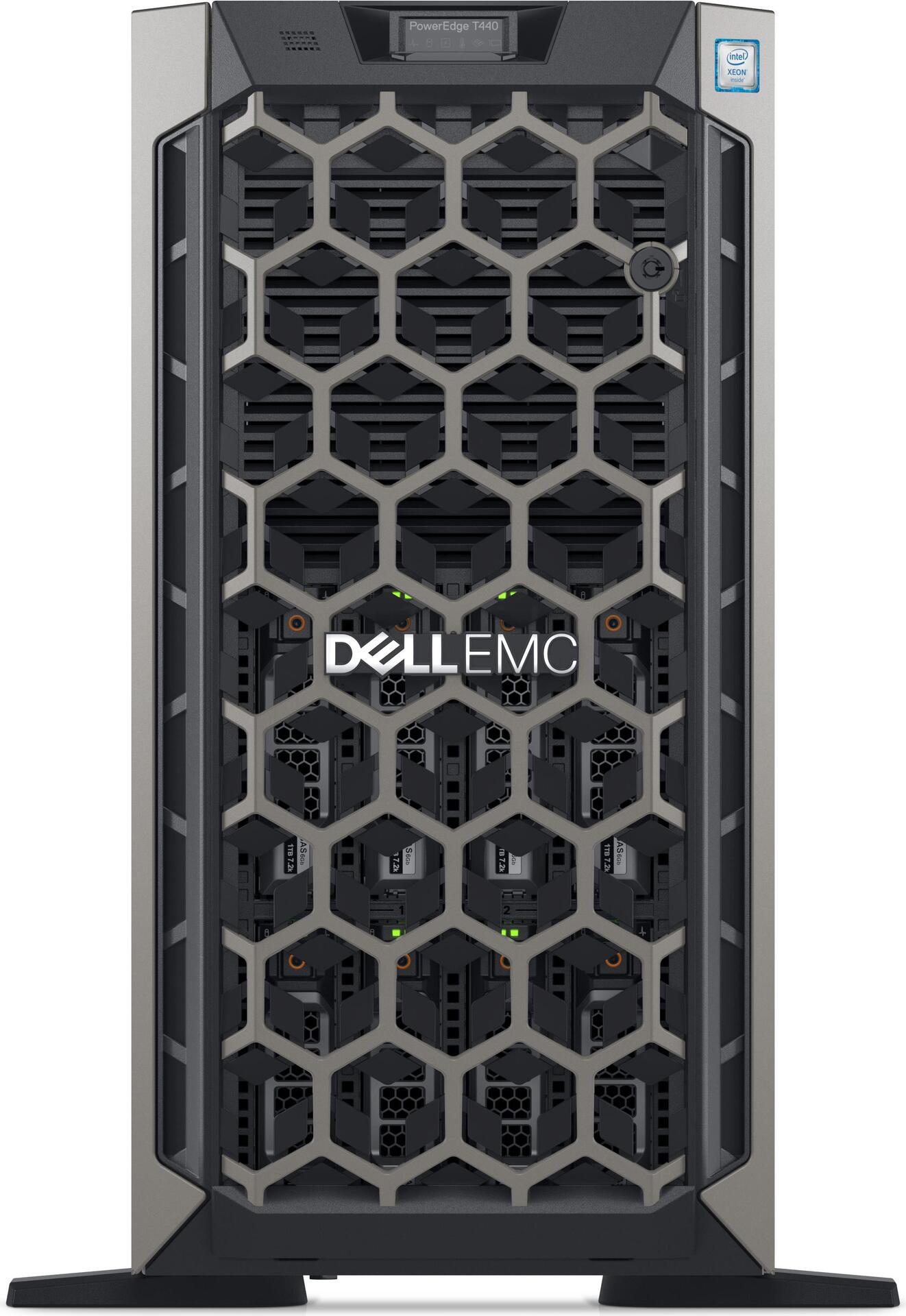 Купить Dell PowerEdge T440 - Server - Tower - 5U - zweiweg - 1 x Xeon Silver 4210R / 2.4 GHz - RAM 16 GB - SAS - Hot-Swap 8.9 cm (3.5") Schacht/Schächte - SSD 480 GB - DVD-Writer - G200eW3 - GigE - kein Betriebssystem - Monitor (TN80Y) в магазине wardena.ru