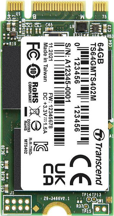 Купить MTS402M 64 GB Interne M.2 PCIe NVMe SSD 2242 SATA III Retail (TS64GMTS402M) в магазине wardena.ru