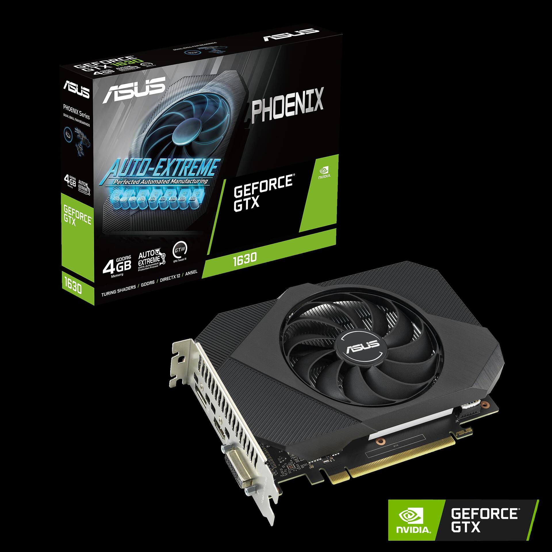 Купить ASUS Phoenix GeForce GTX 1630 - Grafikkarten - NVIDIA GeForce GTX 1630 - 4GB GDDR6 - PCIe 3.0 x16 - DVI, HDMI, DisplayPort (90YV0I50-M0NA00) в магазине wardena.ru