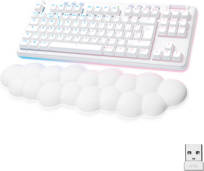 Купить Logitech G G715 - Tastatur - Ohne Zehnertastatur - Hintergrundbeleuchtung - Bluetooth, LIGHTSPEED - QWERTY - Spanisch - Tastenschalter: Linear - weiß (920-010685) в магазине wardena.ru