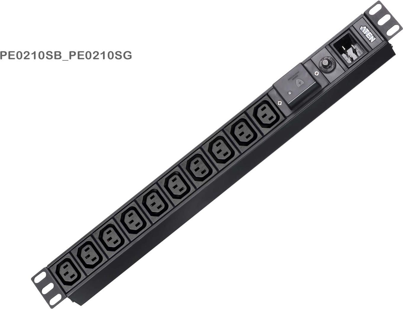 Купить ATEN Basic PDU Series PE0210SG - Stromverteilungseinheit (Rack - einbaufähig) - Wechselstrom 100-240 V - 3840 VA - Eingabe, Eingang IEC 60320 C20 - Ausgangsanschlüsse: 10 (10 x IEC 60320 C13) - 1U - 3.05 m в магазине wardena.ru