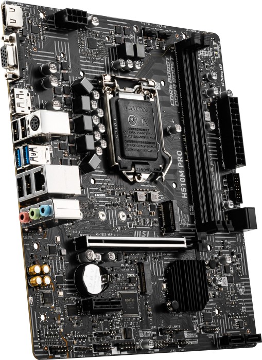 Купить MSI H510M PRO - Motherboard - micro ATX - LGA1200-Sockel - H510 Chipsatz - USB 3.2 Gen 1 - Gigabit LAN - Onboard-Grafik (CPU erforderlich) - HD Audio (8-Kanal) (7D22-011R) в магазине wardena.ru