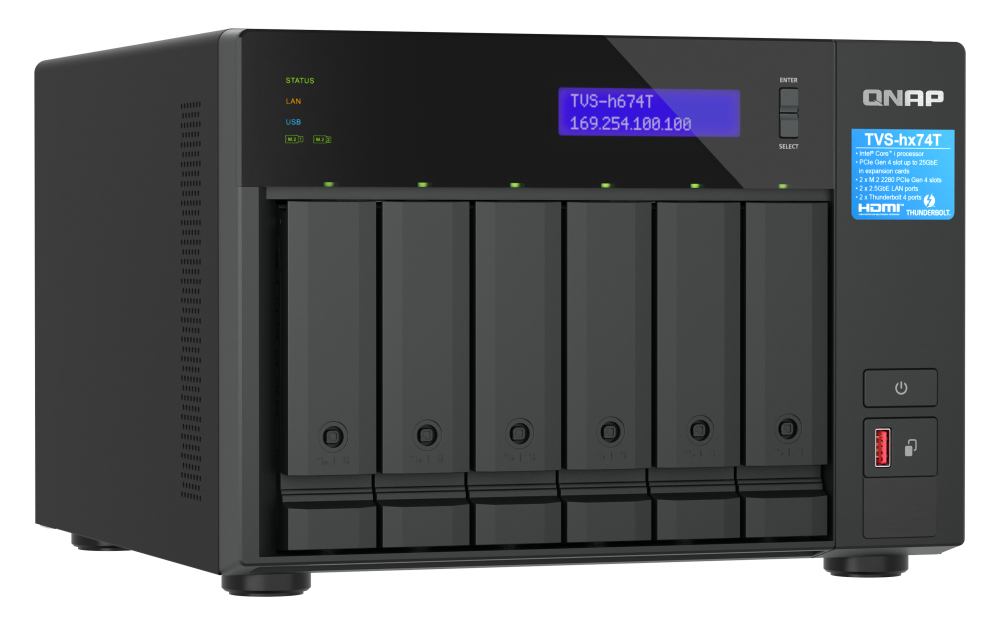 Купить QNAP TVS-H674T-I5-32G NAS & Speicherserver Tower Ethernet/LAN Schwarz i5-12400 (TVS-h674T-i5-32G) в магазине wardena.ru