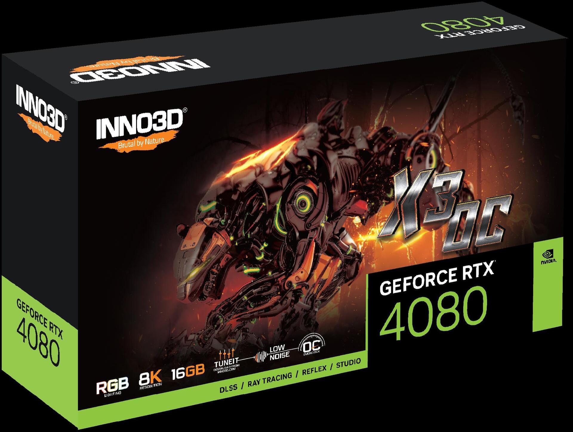 Купить InnoVISION Inno3D GeForce RTX 4080 X3 - OC Edition - Grafikkarten - GeForce RTX 4080 - 16GB GDDR6X - PCIe 4,0 x16 - HDMI, 3 x DisplayPort (N40803-166XX-187049N) в магазине wardena.ru