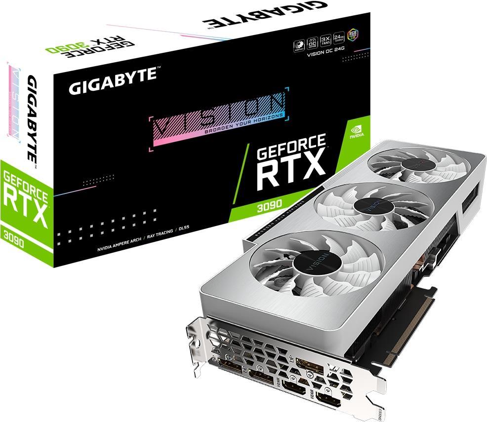 Купить Gigabyte GeForce RTX 3090 VISION OC 24G - Grafikkarten - GF RTX 3090 - 24 GB GDDR6X - PCIe 4.0 x16 - 2 x HDMI, 3 x DisplayPort (GV-N3090VISION OC-24GD) в магазине wardena.ru