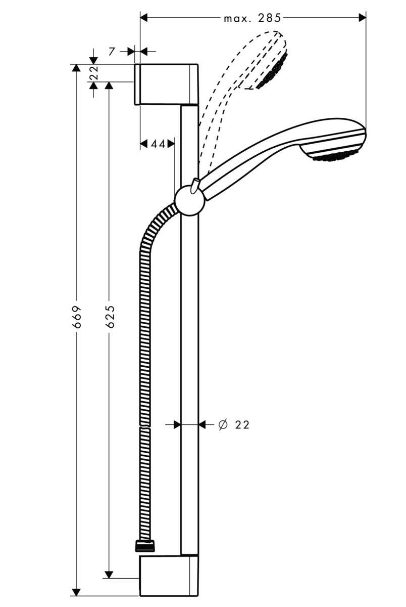 Купить Hansgrohe Crometta 85 Душевой набор Mono Green 6 л/мин со штангой 65 см хром 27652000 в магазине wardena.ru