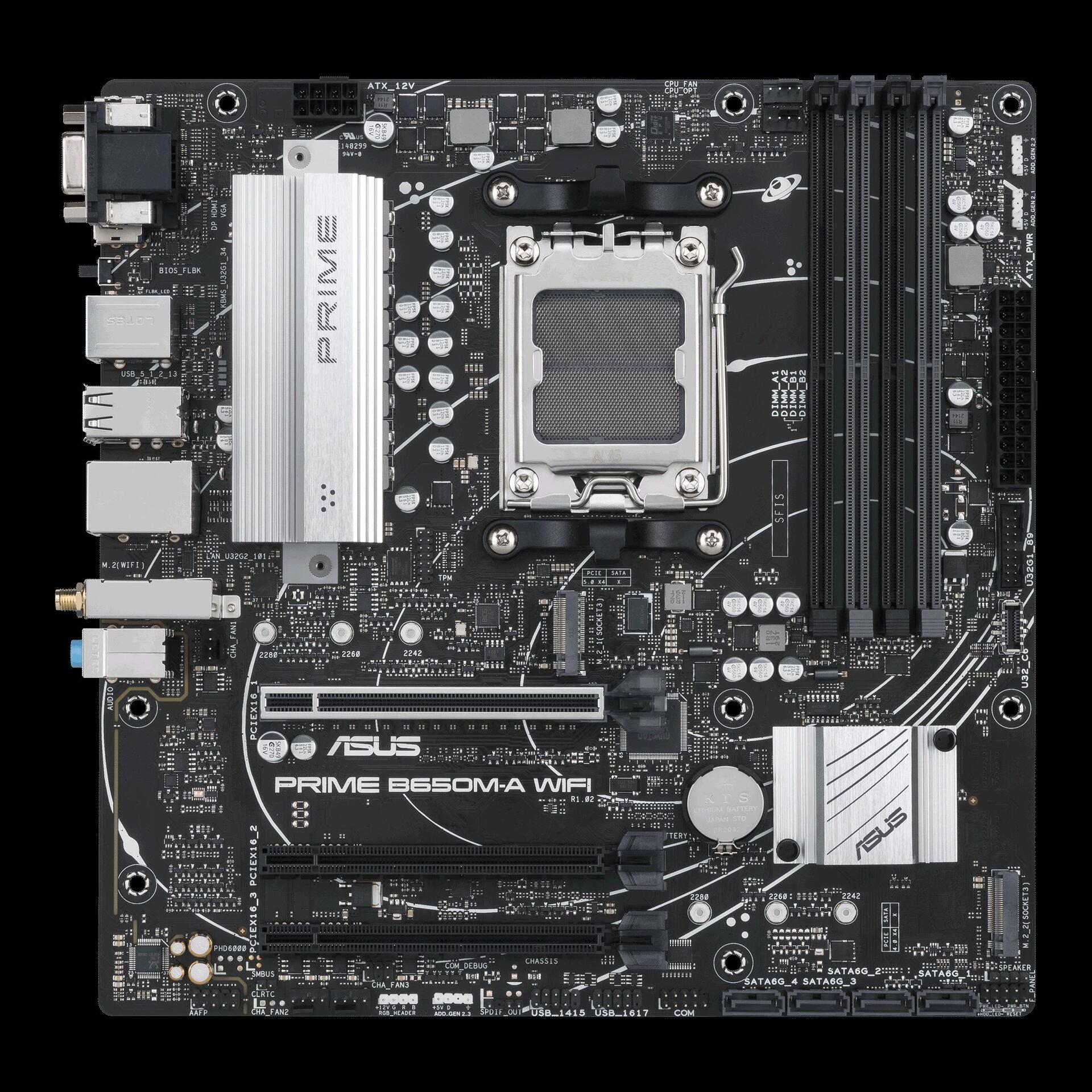 Купить ASUS Prime B650M-A-CSM - Motherboard - Sockel AMD AM5 - H610 Chipsatz - Onboard-Grafik (CPU erforderlich) - HD Audio (8-Kanal) (90MB1C10-M0EAYC) в магазине wardena.ru