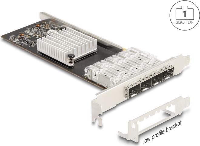 Купить Delock PCI Express x4 Karte zu 4 x SFP Slot Gigabit LAN i350 (88342) в магазине wardena.ru