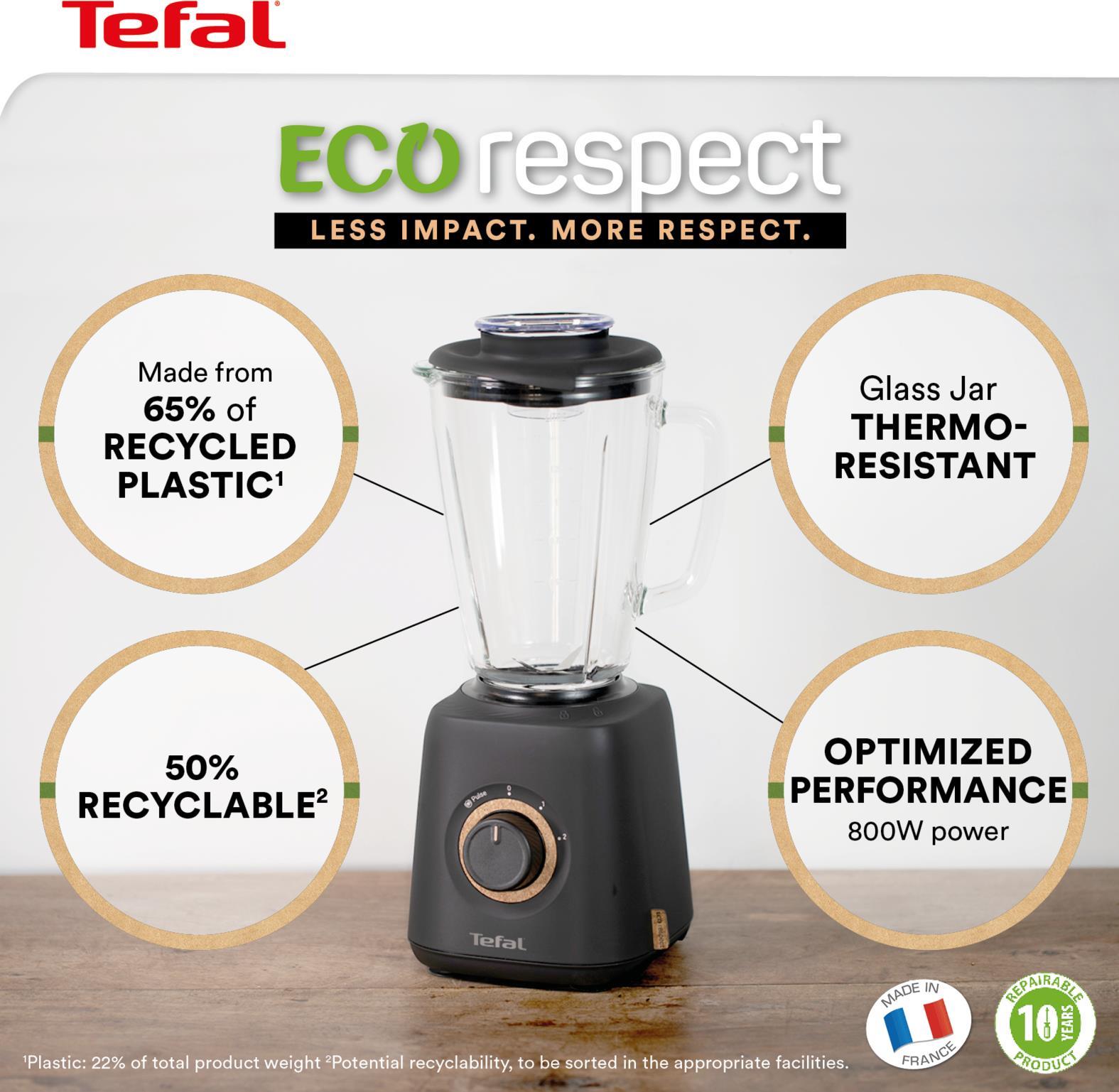 Купить Tefal Eco Respect STANDMIXER BL46E - Tischplatten-Mixer - 1,75 l - Pulsfunktion - Eis-Crusher - 800 W - Schwarz (BL46EN38) в магазине wardena.ru