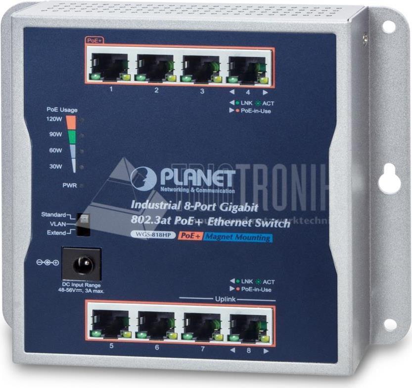 Купить PLANET IP30 Industrial 8-Port - -20 - 60 °C - -20 - 70 °C - 5 - 95% - 5 - 95% - 148 mm - 25 mm (WGS-818HP) в магазине wardena.ru