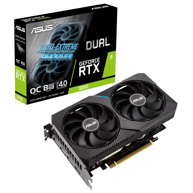 Купить ASUS Dual GeForce RTX 3050 OC Edition - Grafikkarten - GF RTX 3050 - 8GB GDDR6 - PCIe 4,0 - HDMI, 3 x DisplayPort (90YV0HH0-M0NA00) в магазине wardena.ru