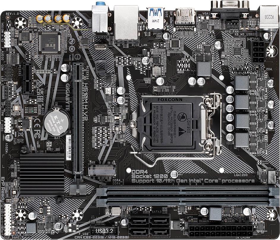 Купить GIGABYTE H510M H V2 LGA1200 mATX MB 2xDDR4 4xSATA 1xM.2 (H510M H V2) в магазине wardena.ru