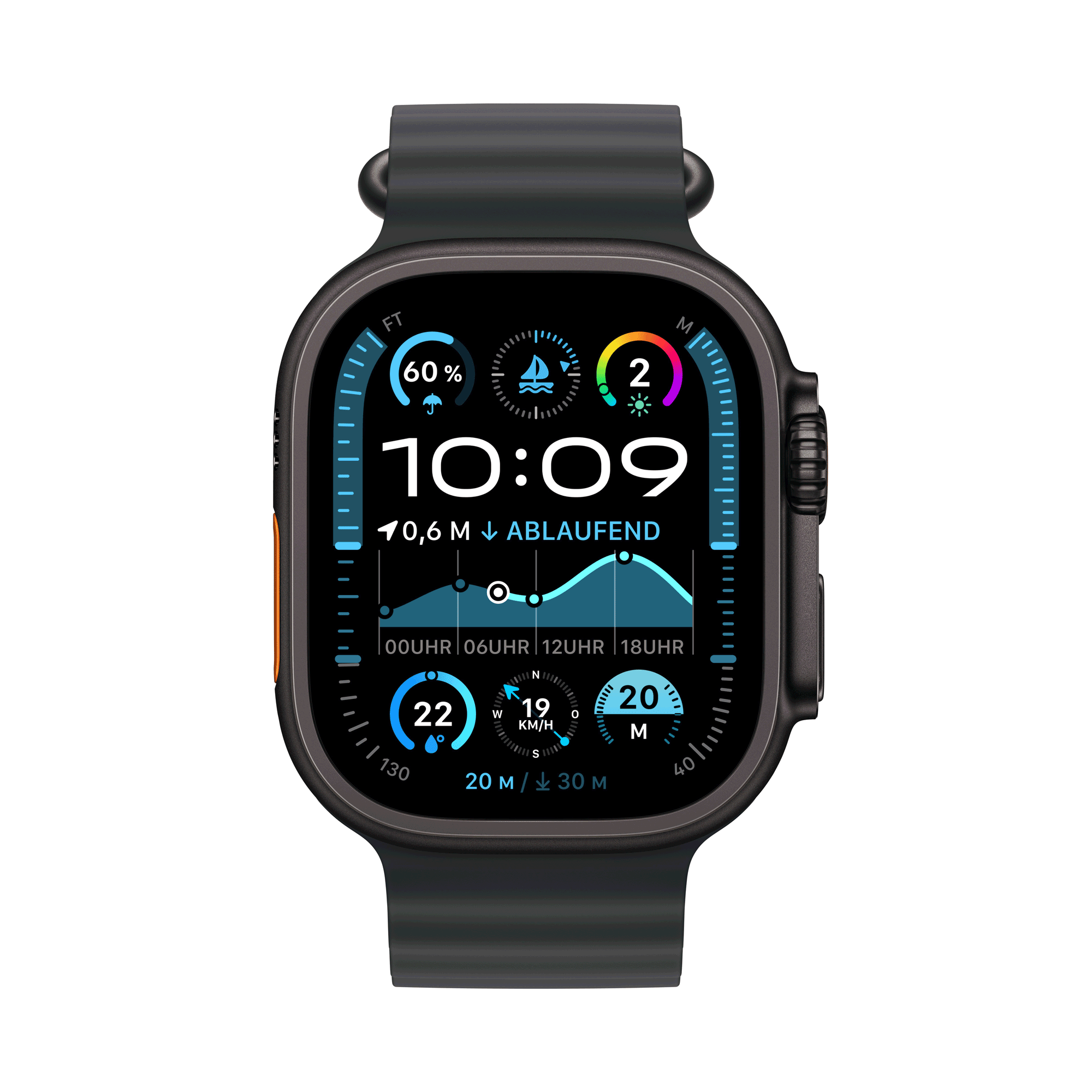 Купить Apple Watch Ultra 2 GPS + Cellular 49mm Black Titanium Case mit Black Ocean Band (MX4P3FD/A) в магазине wardena.ru