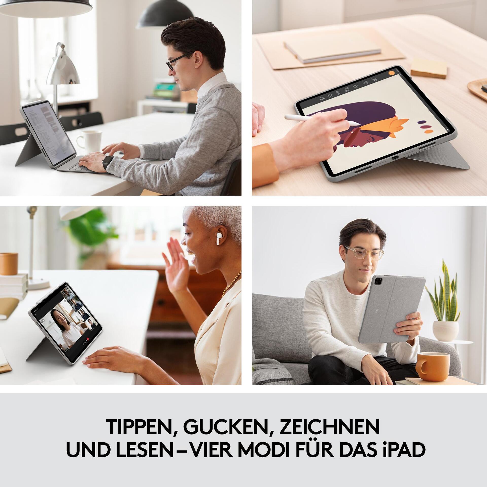 Купить Logitech Combo Touch - Tastatur und Foliohülle - mit Trackpad - hintergrundbeleuchtet - Apple Smart connector - QWERTZ - Schweiz - Sand - für Apple 12.9"  iPad Pro (5. Generation) (920-010217) в магазине wardena.ru
