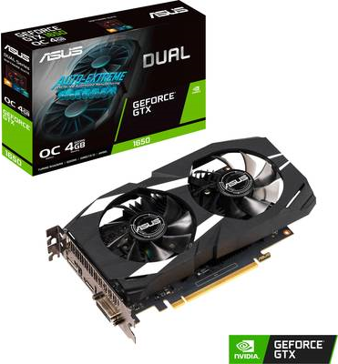 Купить ASUS DUAL-GTX1650-O4G - OC Edition - Grafikkarten - GF GTX 1650 - 4GB GDDR5 - PCIe 3.0 x16 - DVI, HDMI, DisplayPort (90YV0CV2-M0NA00) в магазине wardena.ru