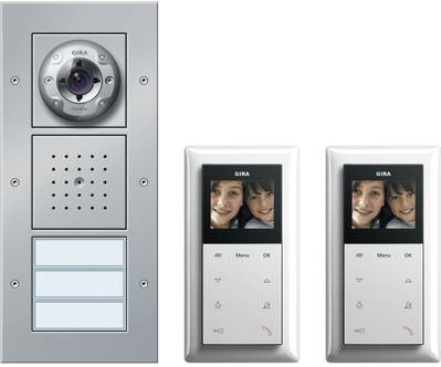 Купить GIRA Video-Türsprechanlage Kabelgebunden Komplett-Set 2 Familienhaus Aluminium (49546) в магазине wardena.ru