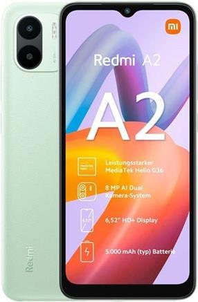 Купить Xiaomi Redmi A2 - 4G Smartphone - Dual-SIM - RAM 2 GB / Interner Speicher 32 GB - microSD slot - 6.52" - 1600 x 720 Pixel - 2 x Rückkamera 8 MP, 0.08 MP - front camera 5 MP - Hellgrün (MZB0DWTEU) в магазине wardena.ru