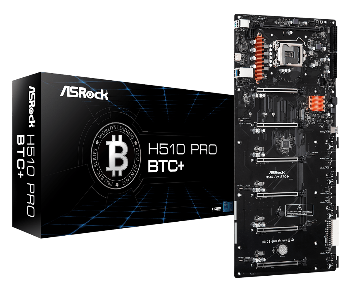 Купить ASRock H510 Pro BTC+ - Motherboard - LGA1200-Sockel - H510 Chipsatz - USB 3,2 Gen 1 - Gigabit LAN - Onboard-Grafik (CPU erforderlich) (90-MXBGL0-A0UAYZ) в магазине wardena.ru