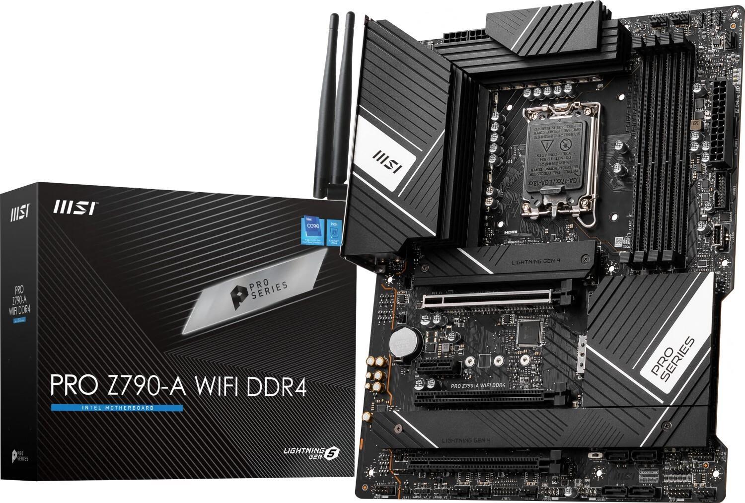 Купить MSI PRO Z790-A WIFI DDR4 - Motherboard - ATX - LGA1700-Sockel - Z790 Chipsatz - USB-C Gen2, USB 3,2 Gen 1, USB 3,2 Gen 2, USB-C Gen 2x2 - 2,5 Gigabit LAN, Wi-Fi, Bluetooth - Onboard-Grafik (CPU erforderlich) - High Defin (7E07-001R) в магазине wardena.ru