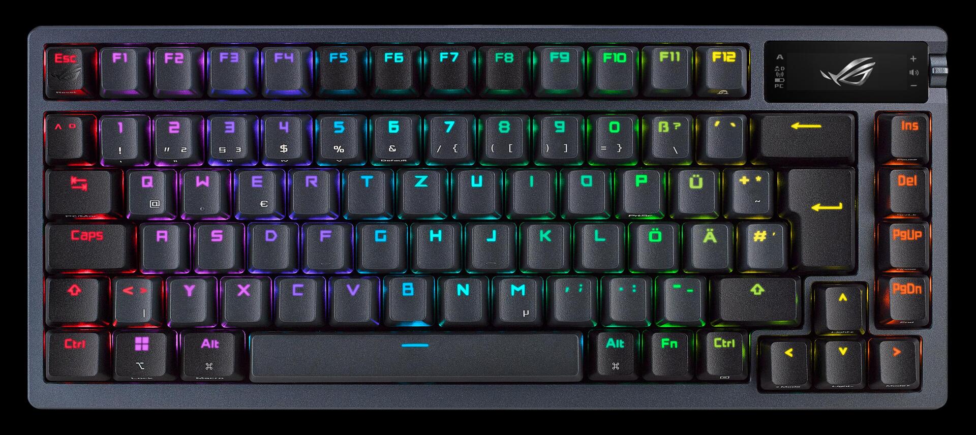 Купить ASUS ROG Azoth Gaming-Tastatur USB + RF Wireless + Bluetooth QWERTY Schwarz (90MP0316-BKDA01) в магазине wardena.ru