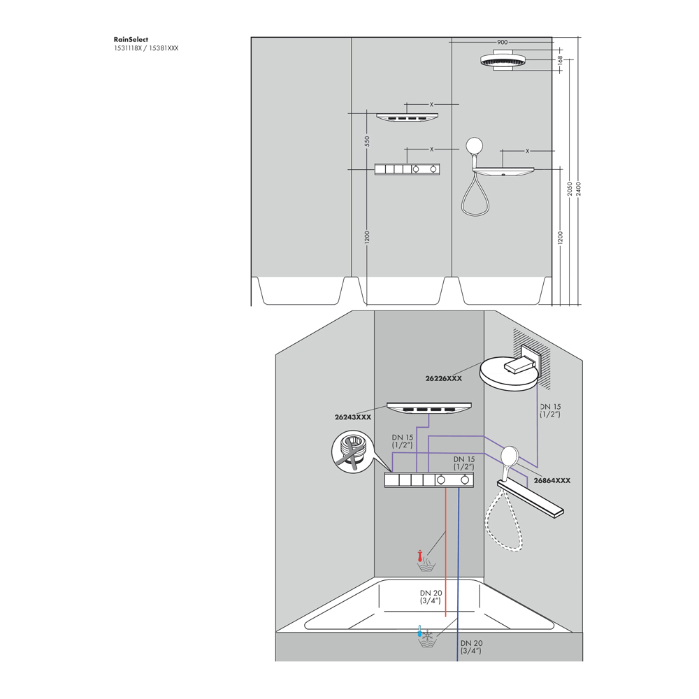 Купить Hansgrohe RainSelect Термостат для 3 потребителей скрытого монтажа полированное золото 15381990 в магазине wardena.ru