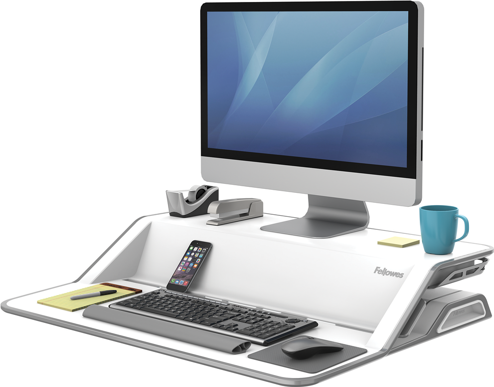 Купить Fellowes Lotus Sit-Stand Workstation - Aufstellung für LCD-Bildschirm/Tastatur/Maus - weiß (0009901) в магазине wardena.ru