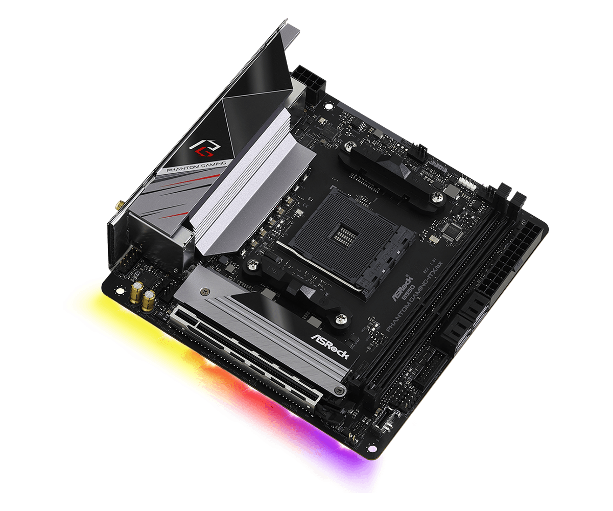 Купить ASRock B550 Phantom Gaming-ITX/ax - Motherboard - Mini-ITX - Socket AM4 - AMD B550 - USB-C Gen2, USB 3.2 Gen 1, USB 3.2 Gen 2 - 2.5 Gigabit LAN, Wi-Fi, Bluetooth - Onboard-Grafik (CPU erforderlich) - HD Audio (8-Kanal) (90-MXBD40-A0UAYZ) в магазине wardena.ru