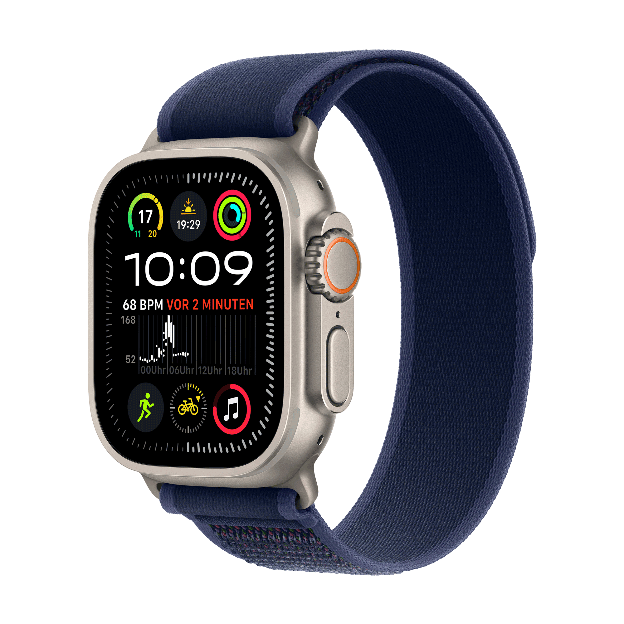 Купить Apple Watch Ultra 2 GPS + Cellular 49mm Natural Titanium Case mit Blue Trail Band - S/M (MX4J3FD/A) в магазине wardena.ru