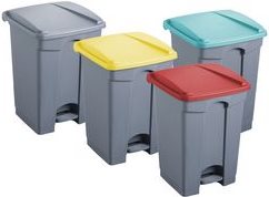 Купить helit Tretabfallbehälter, 45 Liter, mittelgrau/mittelgrau rechteckig, aus PP, mit Haken zur Beutelbefestigung (H2402187) в магазине wardena.ru