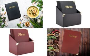 Купить Securit Speisekarten-Mappe BASIC, A4, weinrot, 10er Box Mappe aus Kunststoff, Lederoptik, Goldprägung 'Menu', inkl. - 1 Stück (MC-BOX-BRA4-WR) в магазине wardena.ru