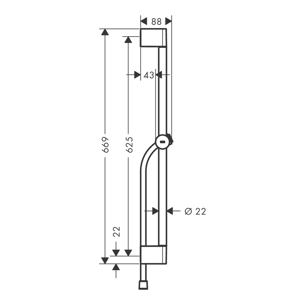 Купить Hansgrohe Unica Душевая штанга 65 см со слайдером с кнопкой и шлангом хром 24400000 в магазине wardena.ru