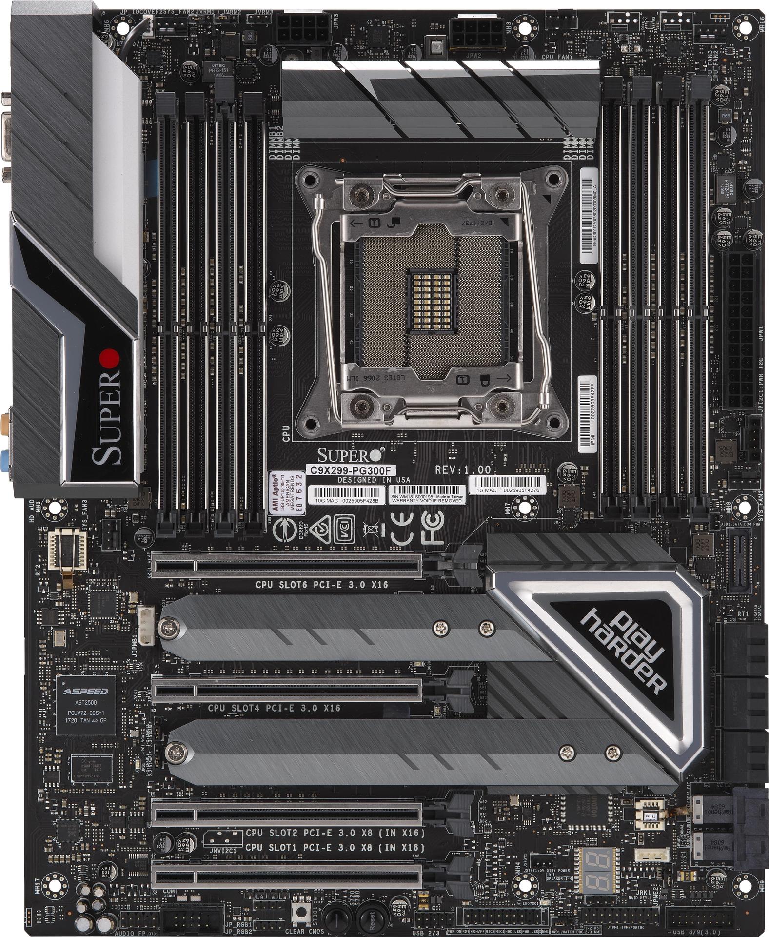 Купить Supermicro C9X299-PG300F - Motherboard - ATX - LGA2066 Socket - X299 - USB 3.0, USB 3.1, USB-C - 10 Gigabit LAN, Gigabit LAN - Onboard-Grafik - HD Audio (8-Kanal) (MBD-C9X299-PG300F-O) в магазине wardena.ru