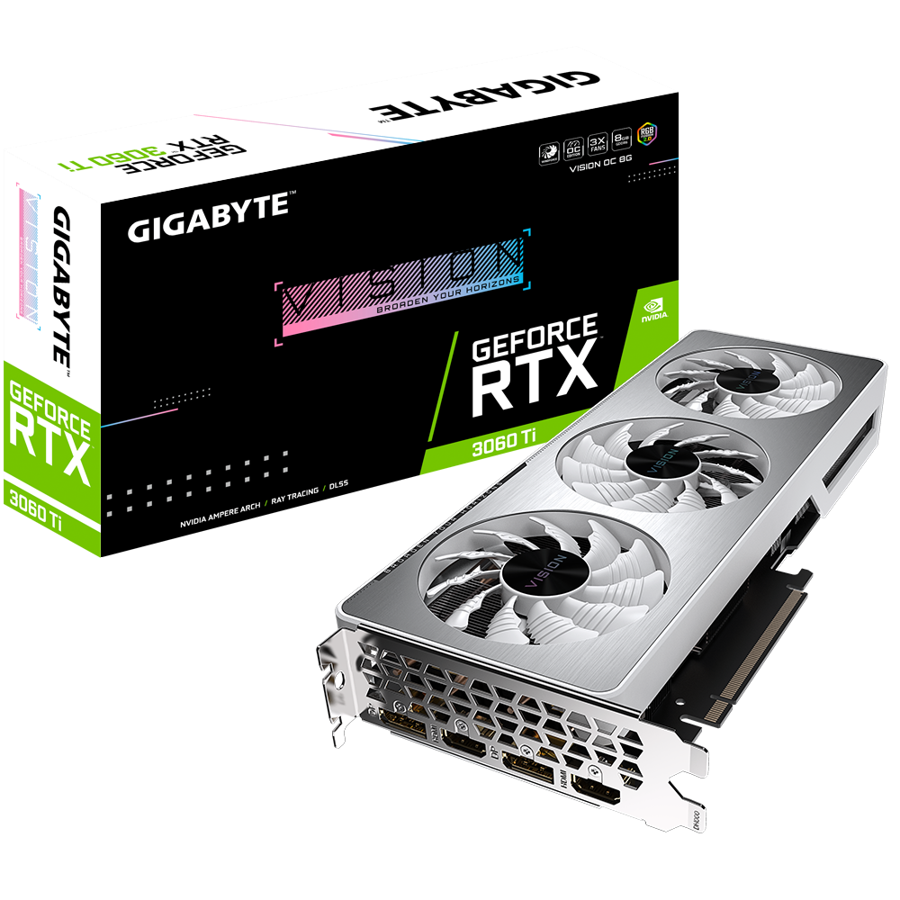 Купить Gigabyte GeForce RTX 3060 Ti VISION OC 8G (rev. 2.0) - Grafikkarten - GF RTX 3060 Ti - 8 GB GDDR6 - PCIe 4.0 x16 - 2 x HDMI, 2 x DisplayPort (GV-N306TVISION OC-8GD 2.0) в магазине wardena.ru
