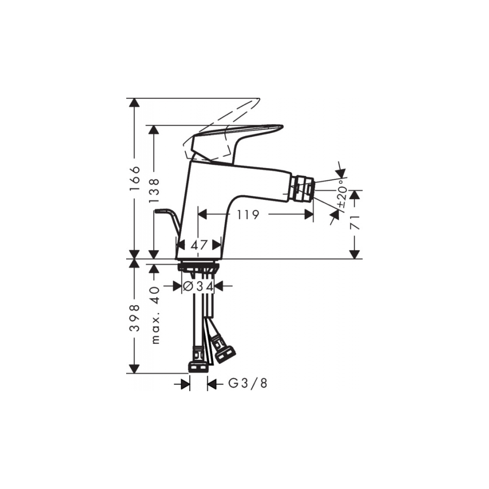 Купить Hansgrohe Logis Смеситель для биде однорычажный с донным клапаном хром 71203000 в магазине wardena.ru