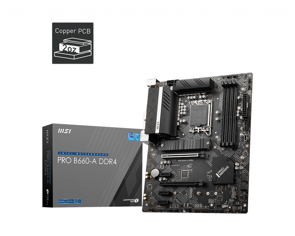 Купить MSI PRO B660-A DDR4 - Motherboard - ATX - LGA1700-Sockel - B660 Chipsatz - USB-C Gen2, USB-C Gen1, USB 3,2 Gen 1, USB 3,2 Gen 2 - 2,5 Gigabit LAN - Onboard-Grafik (CPU erforderlich) - HD Audio (8-Kanal) (7D59-001R) в магазине wardena.ru