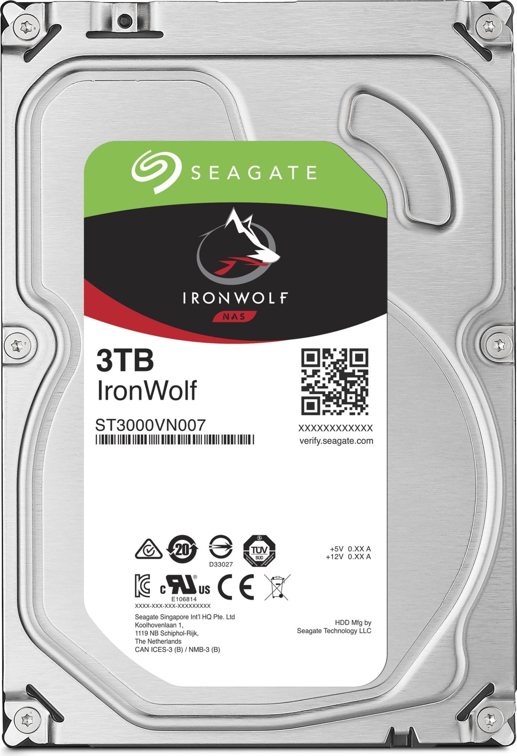Купить Seagate IronWolf ST3000VN007 - Festplatte - 3 TB - intern - 3.5" (8.9 cm) - SATA 6Gb/s - 5900 U/min - Puffer: 64 MB в магазине wardena.ru