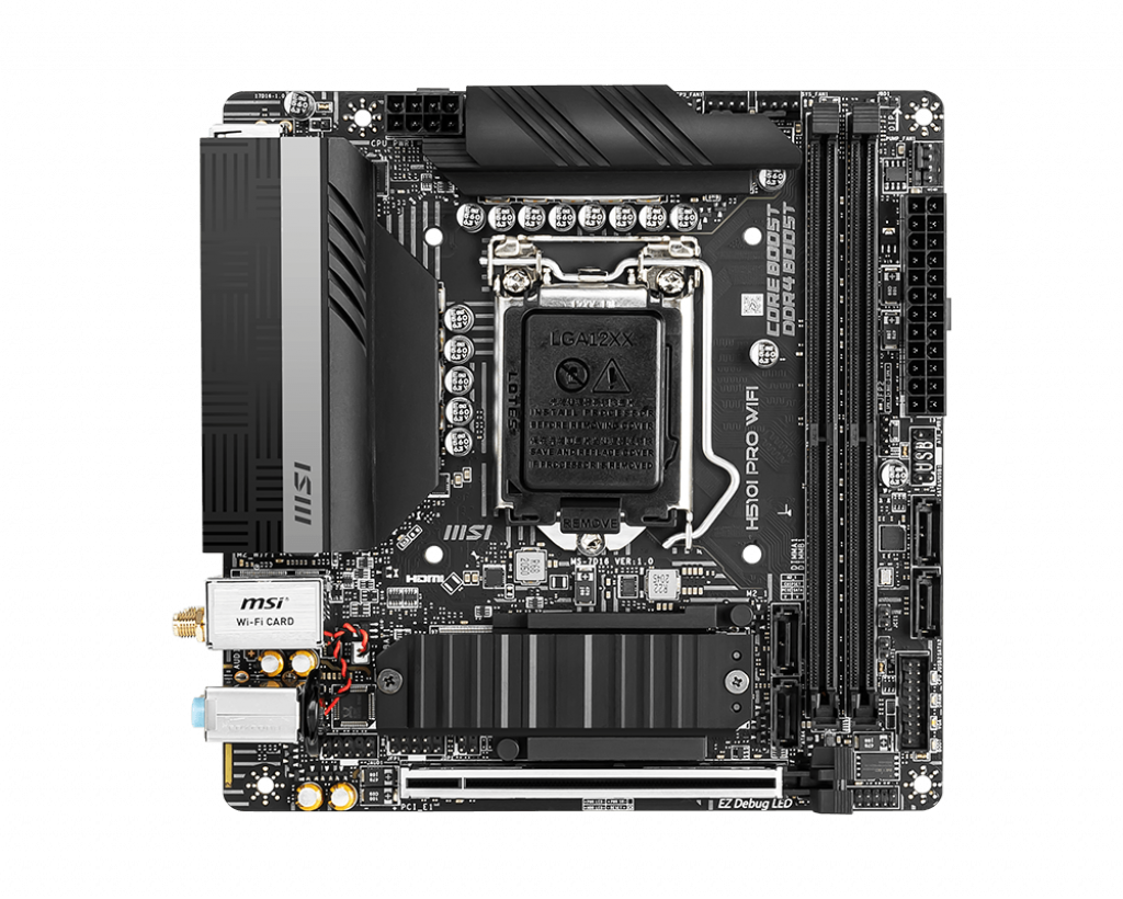Купить MSI H510I PRO WIFI - Motherboard - Mini-ITX - LGA1200-Sockel - H510 - USB 3.2 Gen 1 - 2.5 Gigabit LAN, Wi-Fi, Bluetooth - Onboard-Grafik (CPU erforderlich) - HD Audio (8-Kanal) (7D16-002R) в магазине wardena.ru