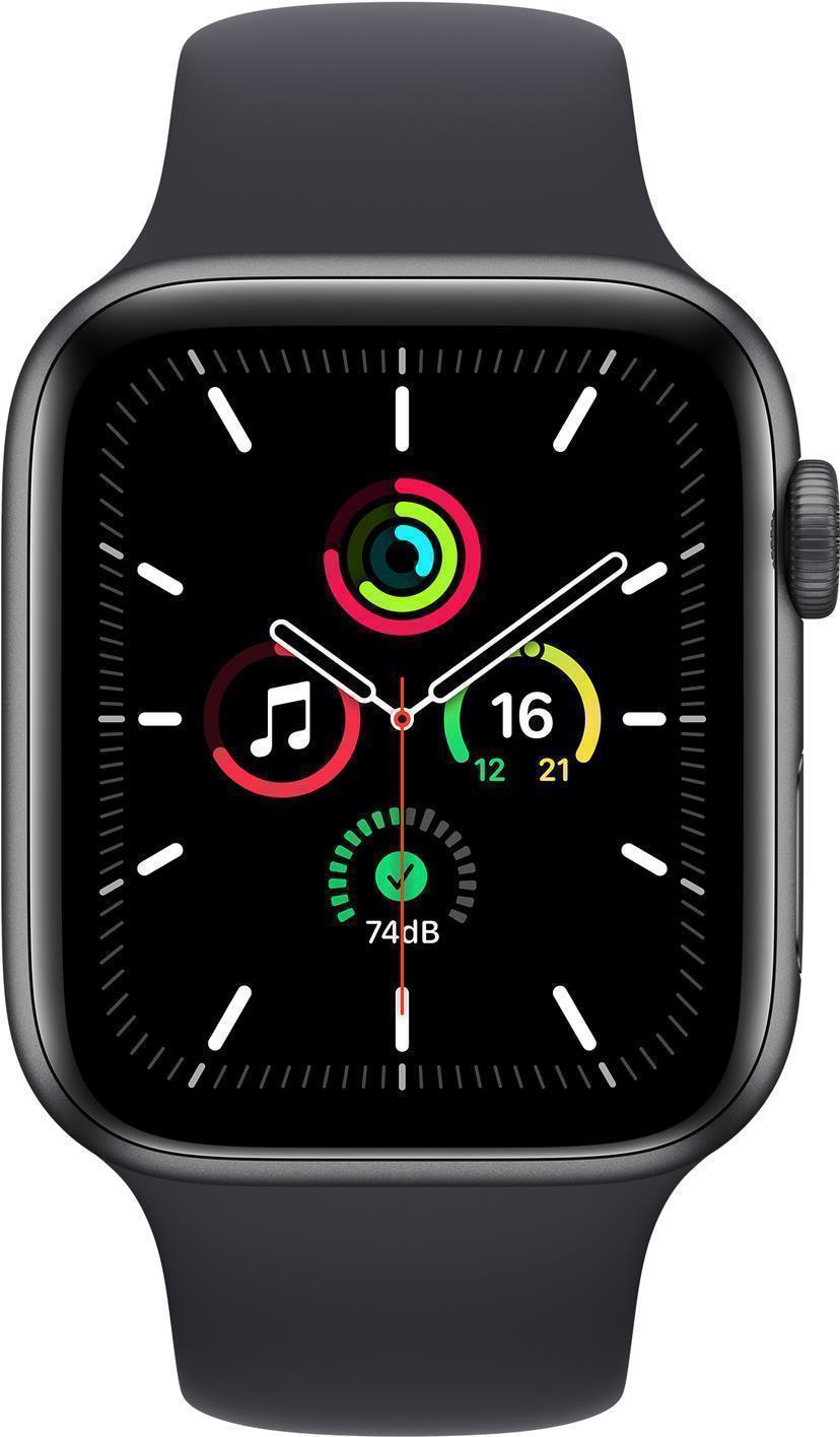 Купить Apple Watch SE (GPS) - 44 mm - Space grau Aluminium - intelligente Uhr mit Sportband - Flouroelastomer - Midnight - Bandgröße: regelmäßig - 32 GB - Wi-Fi, Bluetooth - 36.2 g (MKQ63FD/A) в магазине wardena.ru