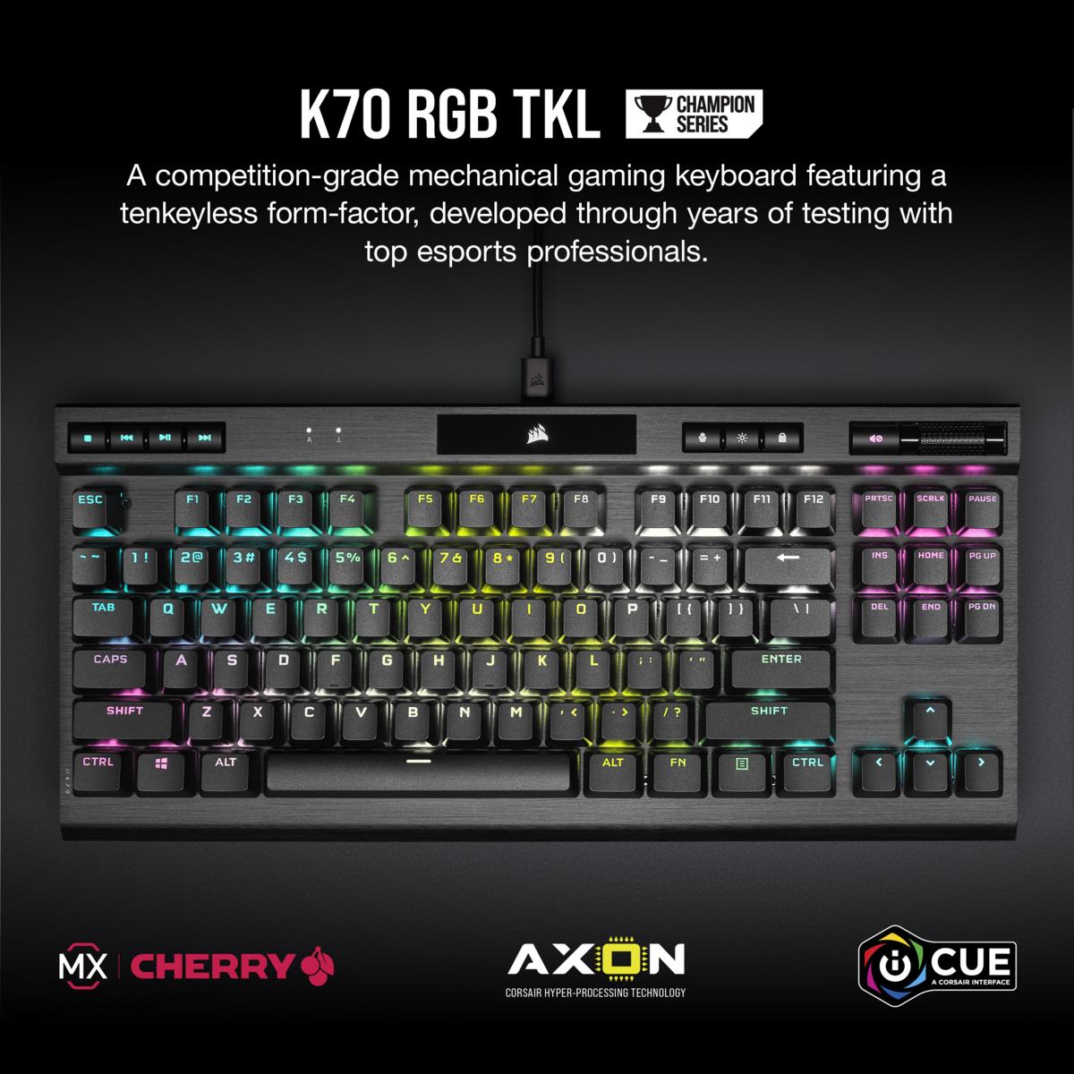 Купить CORSAIR CHAMPION Series K70 RGB TKL - Tastatur - Hintergrundbeleuchtung - USB - Deutsch - Tastenschalter: CHERRY MX Speed (CH-9119014-DE) в магазине wardena.ru