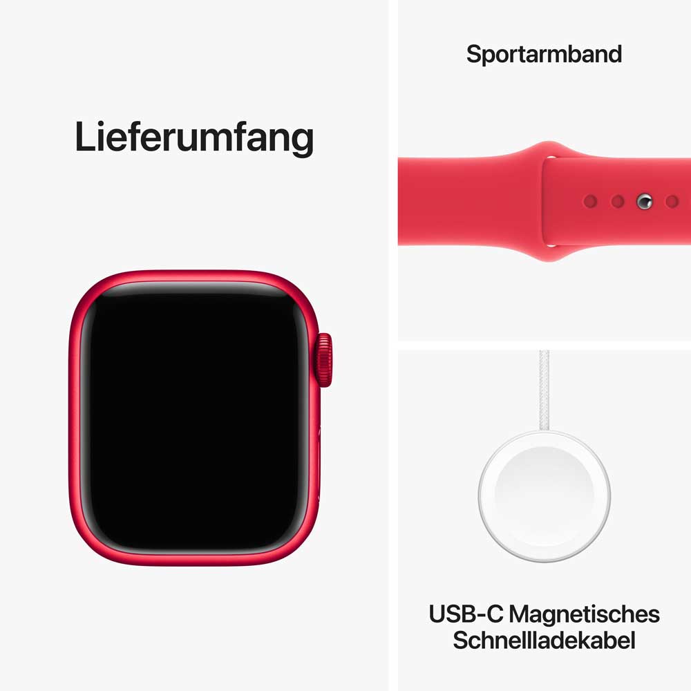 Купить APPLE Watch Series 9 GPS 41mm PRODUCT RED Aluminium Case with PRODUCT RED Sport Band - S/M (MRXG3QF/A) в магазине wardena.ru