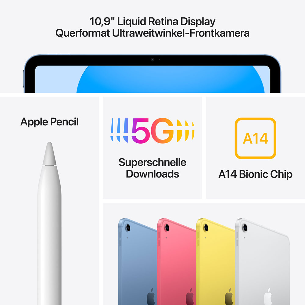 Купить Apple 10.9"  iPad Wi-Fi + Cellular - 10. Generation - Tablet - 64GB - 27,7 cm (10.9") IPS (2360 x 1640) - 3G, 4G, 5G - LTE - pink (MQ6M3FD/A) в магазине wardena.ru