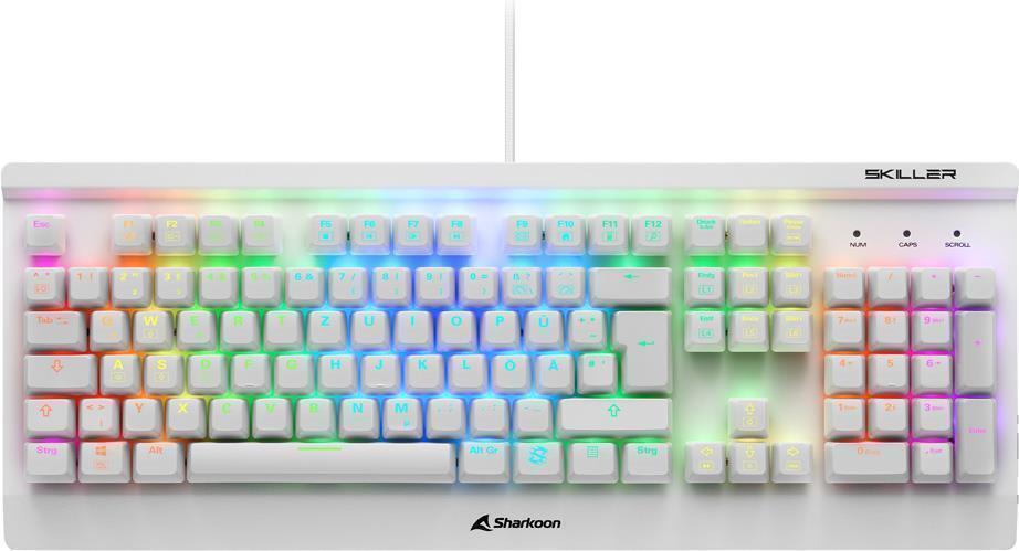 Купить Sharkoon Skiller SGK3 - Tastatur - backlit - USB - QWERTZ - Deutsch - Tastenschalter: Kailh Blue - weiß (4044951032150) в магазине wardena.ru