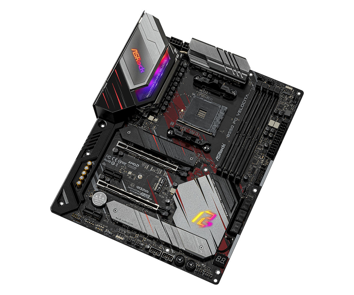 Купить ASRock B550 PG Velocita - Motherboard - ATX - Socket AM4 - AMD B550 - USB-C Gen2, USB 3.2 Gen 1, USB 3.2 Gen 2 - 2.5 Gigabit LAN - Onboard-Grafik (CPU erforderlich) - HD Audio (8-Kanal) (90-MXBD90-A0UAYZ) в магазине wardena.ru