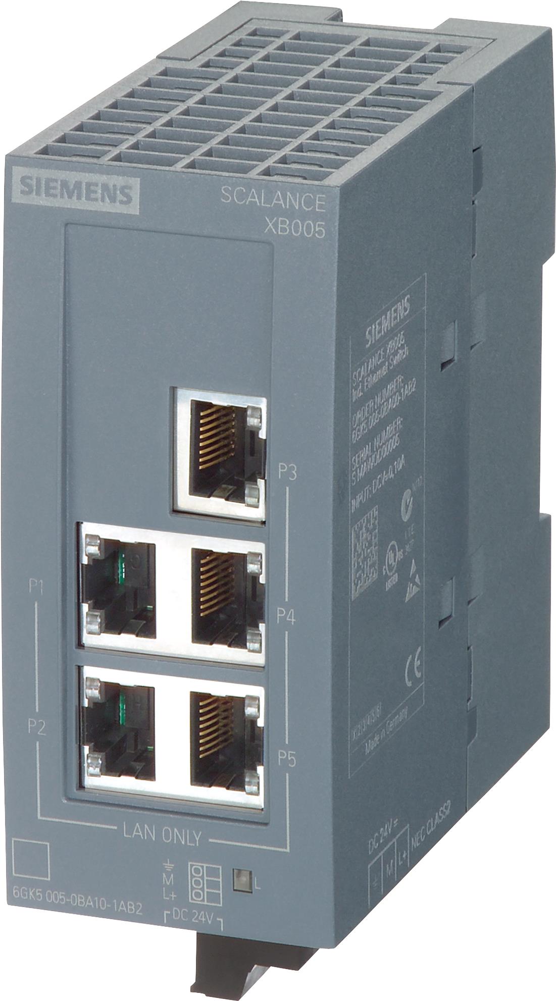 Купить Siemens Industrieswitch unmanaged SCALANCE XB005 Anzahl Ethernet Ports 5 LAN-Übertragungsrate 100 MBit/s Betriebsspannu (6GK5005-0BA00-1AB2) в магазине wardena.ru