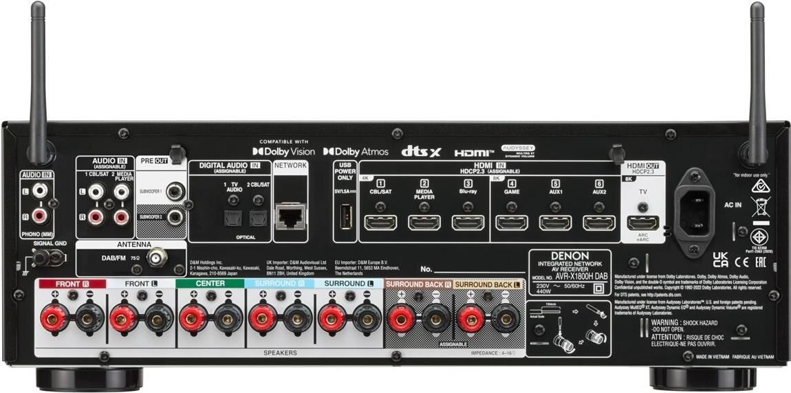 Купить Denon AVR-X1800H - AV-Netzwerk-Receiver - 8K (AVR-X1800HDAB) в магазине wardena.ru