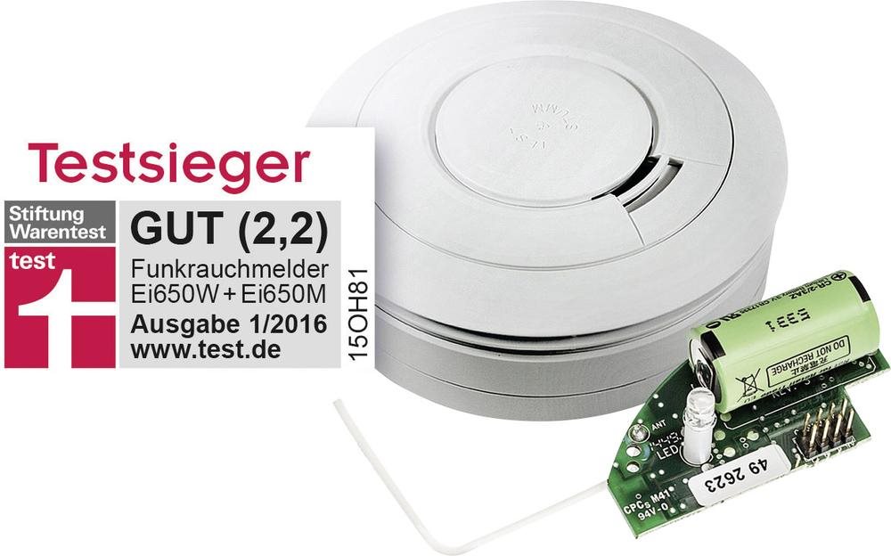 Купить Ei Electronics Funk-Rauchwarnmelder inkl. 10 Jahres-Batterie, vernetzbar Ei650RF-3XD batteriebetrieben (Ei650RF-3XD) в магазине wardena.ru