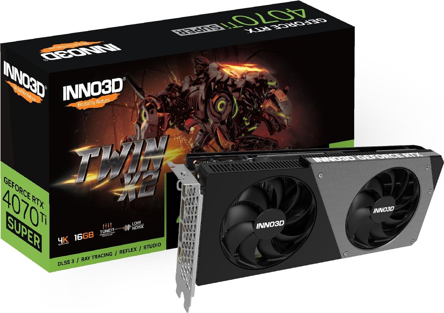 Купить VGA Inno3D GeForce® RTX 4070 Ti 12GB SUPER TWIN X2 (N407TS2-166X-186156N) в магазине wardena.ru
