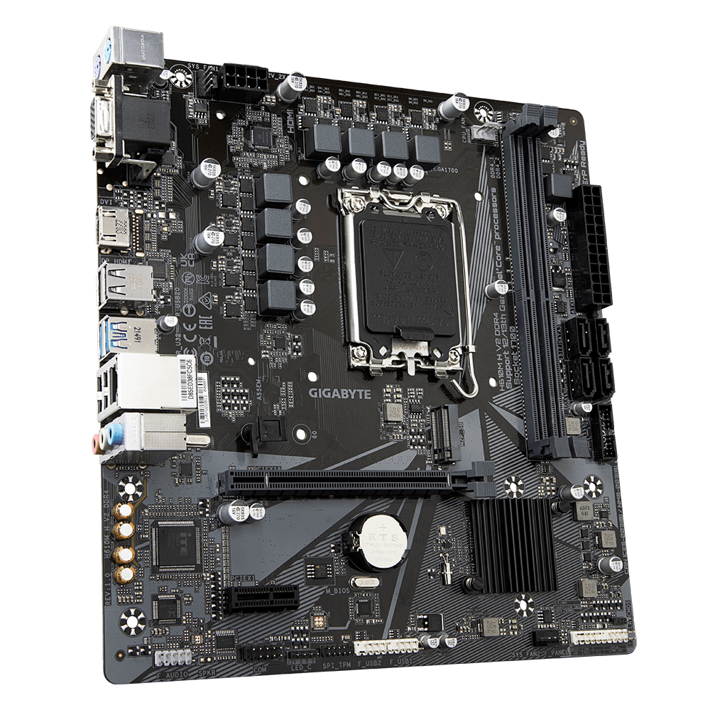 Купить Gigabyte H610M H V2 DDR4 - 1,0 - Motherboard - micro ATX - LGA1700-Sockel - H610 Chipsatz - USB 3,2 Gen 1 - Gigabit LAN - Onboard-Grafik (CPU erforderlich) - HD Audio (8-Kanal) (H610M H V2 DDR4) в магазине wardena.ru
